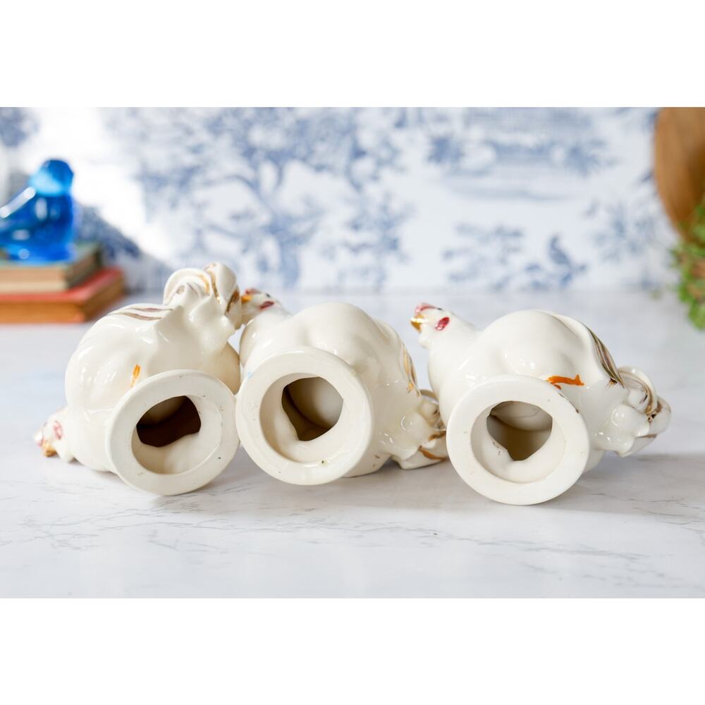 VTG Chicken Hen Rooster Egg Cup Holders Set of 3 Cottage Farmhouse Retro Brunch - Picture 15 of 15
